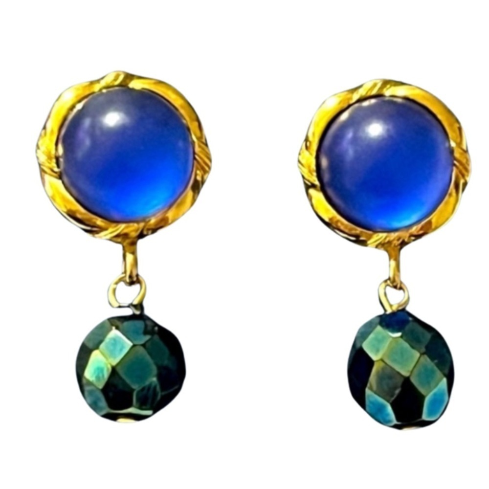 Liz Claiborne International Elegant Blue and Gold Drop Earrings